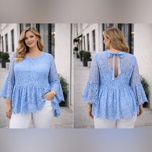 Sz 28W Roaman's Blue Lace Top